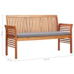 vidaXL Banc de jardin 3 places avec coussin 150cm Bois d'acacia massif