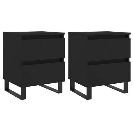 vidaXL Tables de chevet 2 Pièces noir 40x35x50 cm bois d’ingénierie