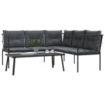 vidaXL Ensemble de canapés de jardin et coussins noir acier textilène