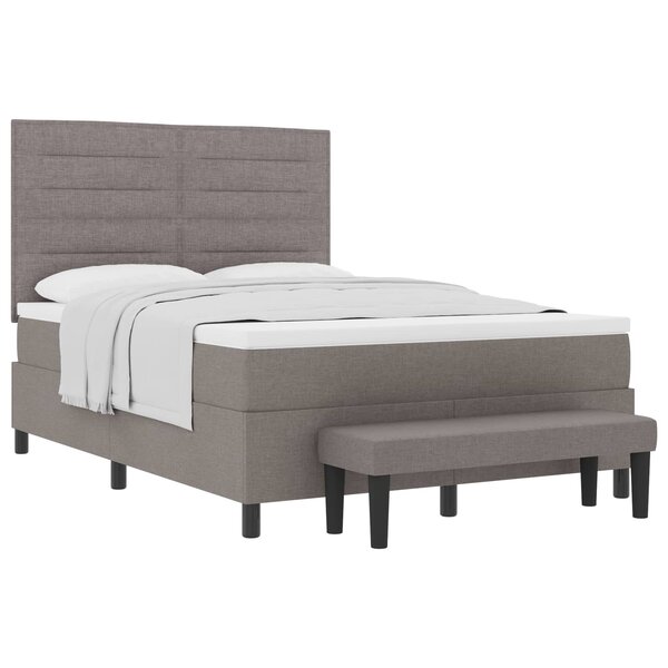 vidaXL Lit à ressorts avec tête de lit Taupe 140 x 190 cm tissu