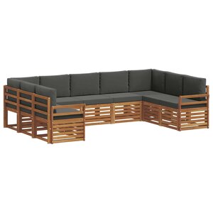 vidaXL Ensemble de canapés d'extérieur 9 pc Naturel et Anthracite