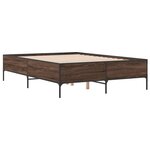vidaXL Cadre de lit chêne marron 140x190 cm bois d'ingénierie et métal