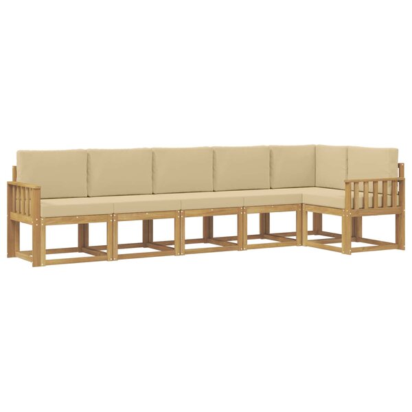 vidaXL Ensemble de canapés d'extérieur 6 pc Blanc et Beige Polyester