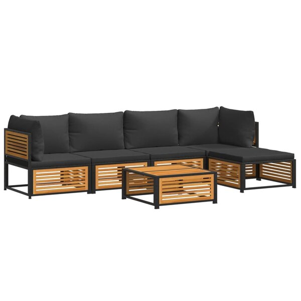 vidaXL Salon de jardin avec coussins 6 Pièces bois d'acacia solide