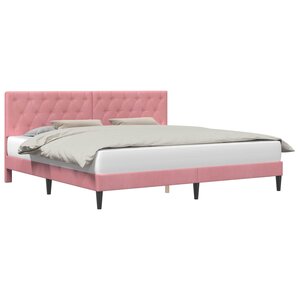 vidaXL Cadre de lit avec tête de lit Rose 180 x 200 cm Velours