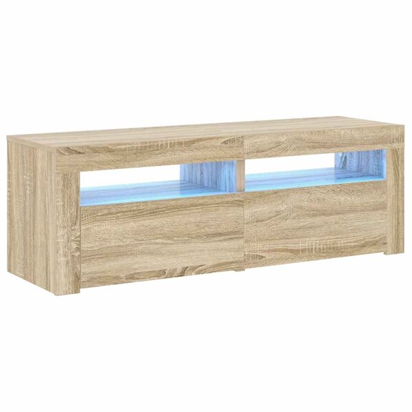 vidaXL Meuble TV avec lumières LED chêne sonoma 120x35x40 cm