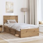 vidaXL Cadre de lit Chêne artisan 90 x 200 cm Bois d'ingénierie