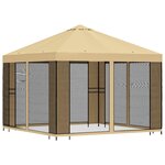 vidaXL Abri de jardin avec parois 3 x 3 m Crème Polyester et Acier