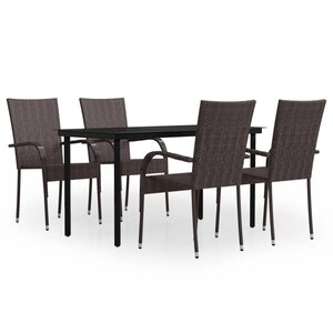 vidaXL Ensemble à manger de jardin 5 Pièces Marron et noir