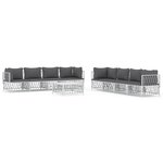 vidaXL Salon de jardin avec coussins 9 Pièces blanc acier