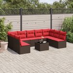 vidaXL Salon de jardin 10 Pièces avec coussins marron résine tressée