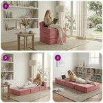 vidaXL Canapé-lit pliable Rose 200 x 70 x 15 cm Velours