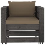 Vidaxl salon de jardin 6 pièces avec coussins bois imprégné de gris