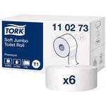 Lot de 6 Bobines Papier toilette Maxi Jumbo Premium doux 2 plis L360 m x D26 cm blanc TORK