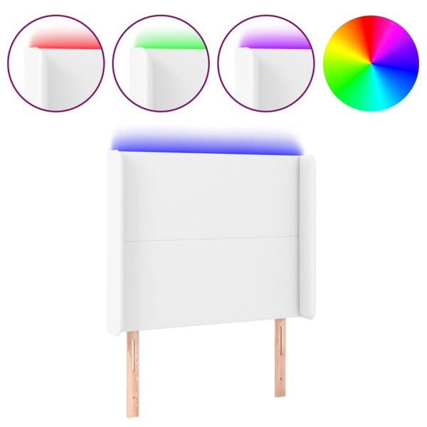 vidaXL Tête de lit à LED Blanc 93x16x118/128 cm Similicuir