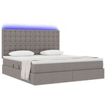 vidaXL Lit avec rangement et LED Taupe 180 x 200 cm Polyester