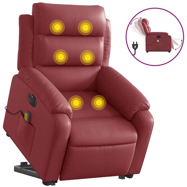 vidaXL Fauteuil inclinable de massage électrique rouge bordeaux