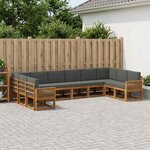vidaXL Ensemble de canapés d'extérieur 10 Pièces Naturel et Anthracite