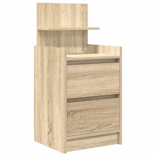 vidaXL Table de chevet avec 2 tiroirs chêne sonoma 38x34x80 cm