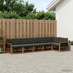 vidaXL Ensemble de canapés d'extérieur 6 Pièces Naturel et noir