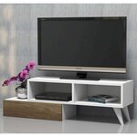 Homemania meuble tv active 140x29 7x35 cm blanc et noyer