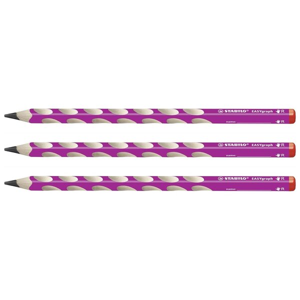Crayon graphite EASYgraph HB droitier corps rose x 3 STABILO