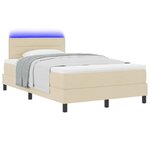 vidaXL Lit à ressorts avec matelas avec LED Crème 120 x 190 cm tissu