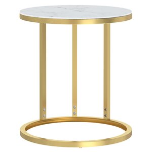vidaXL Table d'appoint Doré et marbre blanc 45 cm Verre trempé