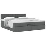 VidaXL Cadre de lit ottoman avec matelas gris foncé 180x200 cm tissu
