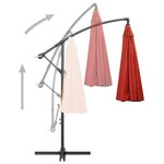 vidaXL Parasol suspendu Terre cuite 3 m Mât en aluminium