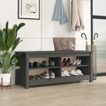 vidaXL Banc à chaussures Gris 110x38x45 5 cm Bois de pin massif