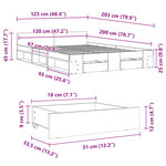 vidaXL Cadre de lit et tiroirs sonoma gris 120x200cm bois d'ingénierie