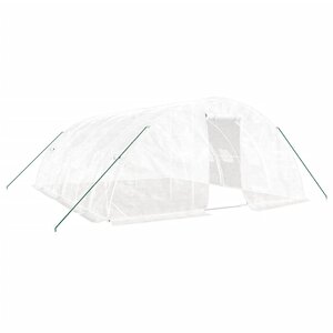vidaXL Serre avec cadre en acier blanc 30 m² 6x5x2 3 m