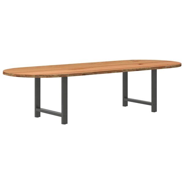 vidaXL Table à manger marron clair bois de chêne massif ovale