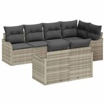 vidaXL Ensemble de canapé de jardin 7 Pièces Gris clair Poly rotin