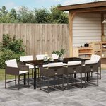 vidaXL Ensemble de salle à manger pour jardin 9 Pièces Marron Poly rotin