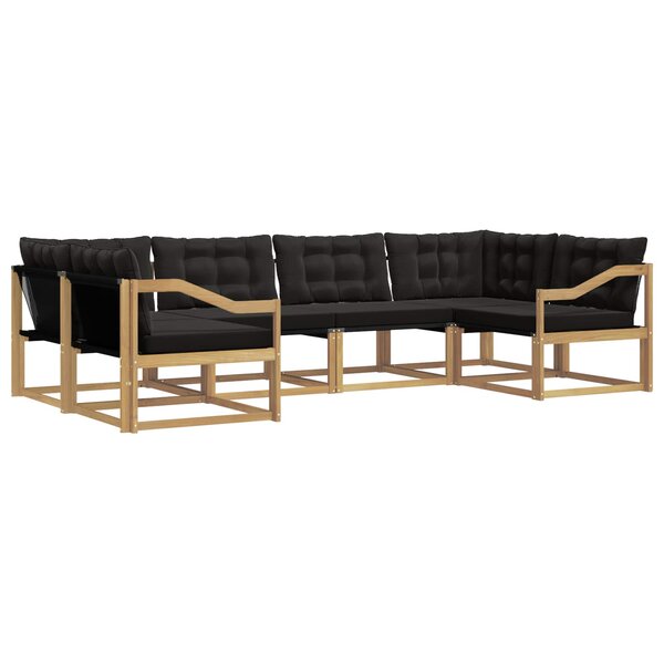 vidaXL Ensemble de canapés d'extérieur 6 Pièces Blanc et noir