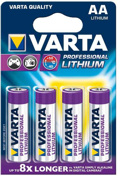 Blister de 4 piles Lithium LR6/AA VARTA