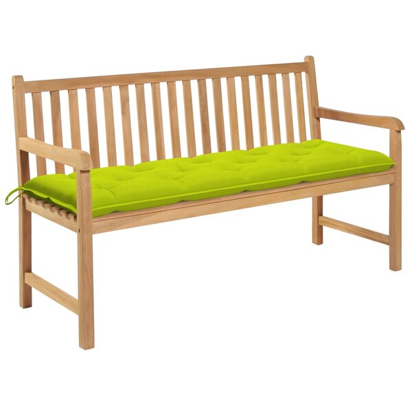 vidaXL Banc de jardin avec coussin vert vif 150 cm Bois de teck massif