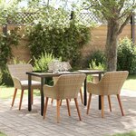 vidaXL Ensemble de salle à manger pour jardin 5 Pièces Beige polyrotin