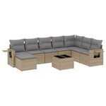 vidaXL Salon de jardin avec coussins 9 Pièces beige résine tressée
