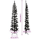 vidaXL Demi sapin de Noël artificiel mince avec support Noir 240 cm