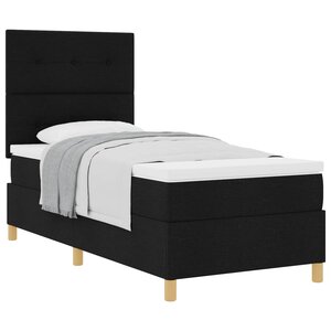 vidaXL Lit à ressorts avec matelas Noir 90 x 200 cm tissu