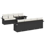 vidaXL Ensemble de jardin 9 pièces avec coussins en poly rotin noir