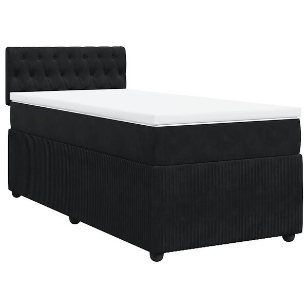 vidaXL Sommier à lattes de lit avec matelas Noir 100x200 cm Velours