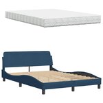 vidaXL Lit avec matelas bleu 140x190 cm tissu