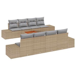 vidaXL Ensemble de canapé de jardin 9 Pièces Beige Poly rotin