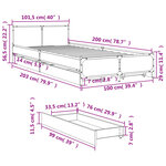 vidaXL Cadre de lit avec tiroirs sans matelas noir 100x200 cm