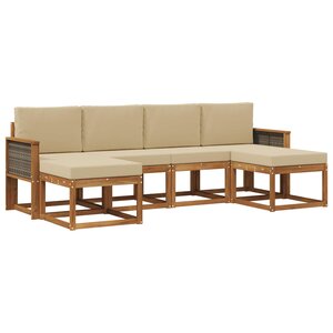vidaXL Ensemble de canapés d'extérieur 6 Pièces Naturel et Beige