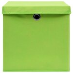 vidaXL Boîtes de rangement avec couvercles 4 Pièces Vert 32x32x32cm Tissu